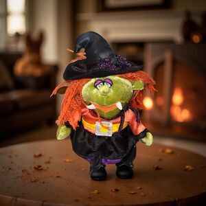 Vintage DAN DEE Halloween Witch Plush Eyes Light up Sings "Super Freak"  T1